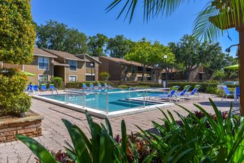 Outdoor pool with sundeck